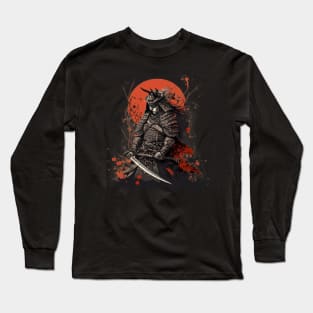 The Mighty Samurai: Armor and Sword in Hand Long Sleeve T-Shirt